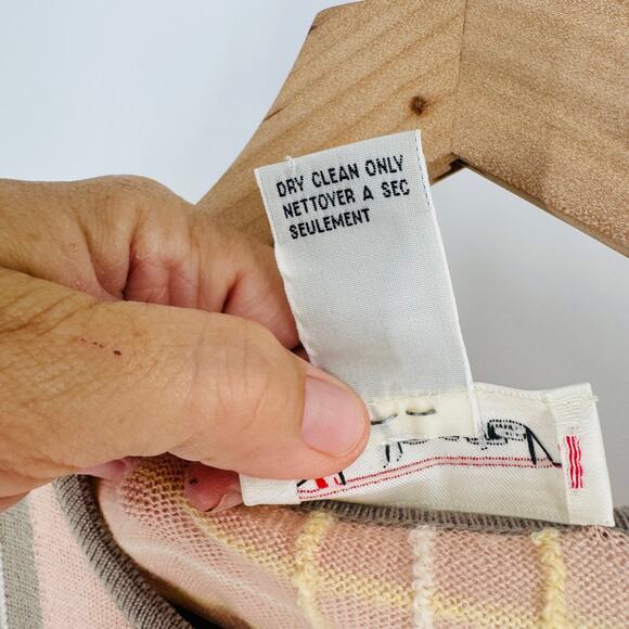 Vintage Talbots Plaid Crewneck Sweater Pink Taupe Wool Blend Size Medium - Picture 4 of 5